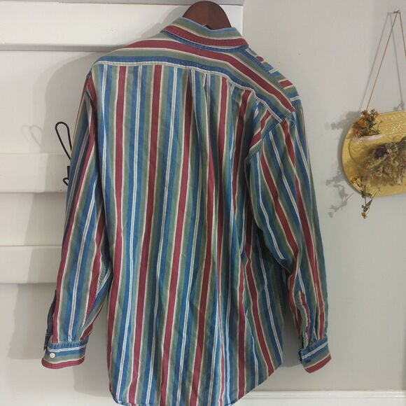 Vintage Hunt Club Long Sleeve Button Up Shirt Men's L (16-16.5) Vertical Stripes - Picture 8 of 13